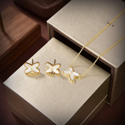 [Noble Aura jewelry]JEUX DE WHITE MOP GOLD DIAMOND EARRINGS