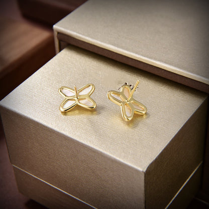 [Noble Aura jewelry]JEUX DE WHITE MOP GOLD DIAMOND EARRINGS