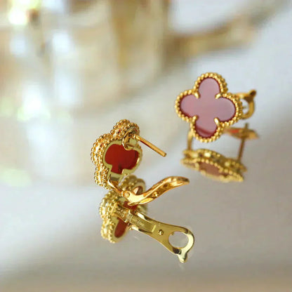 [Noble Aura jewelry]CLOVER MEDIUM 1 MOTIFS CARNELIAN  EARRINGS