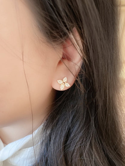 [Noble Aura jewelry]STAR BLOSSOM STUD EARRINGS PINK GOLD DIAMONDS