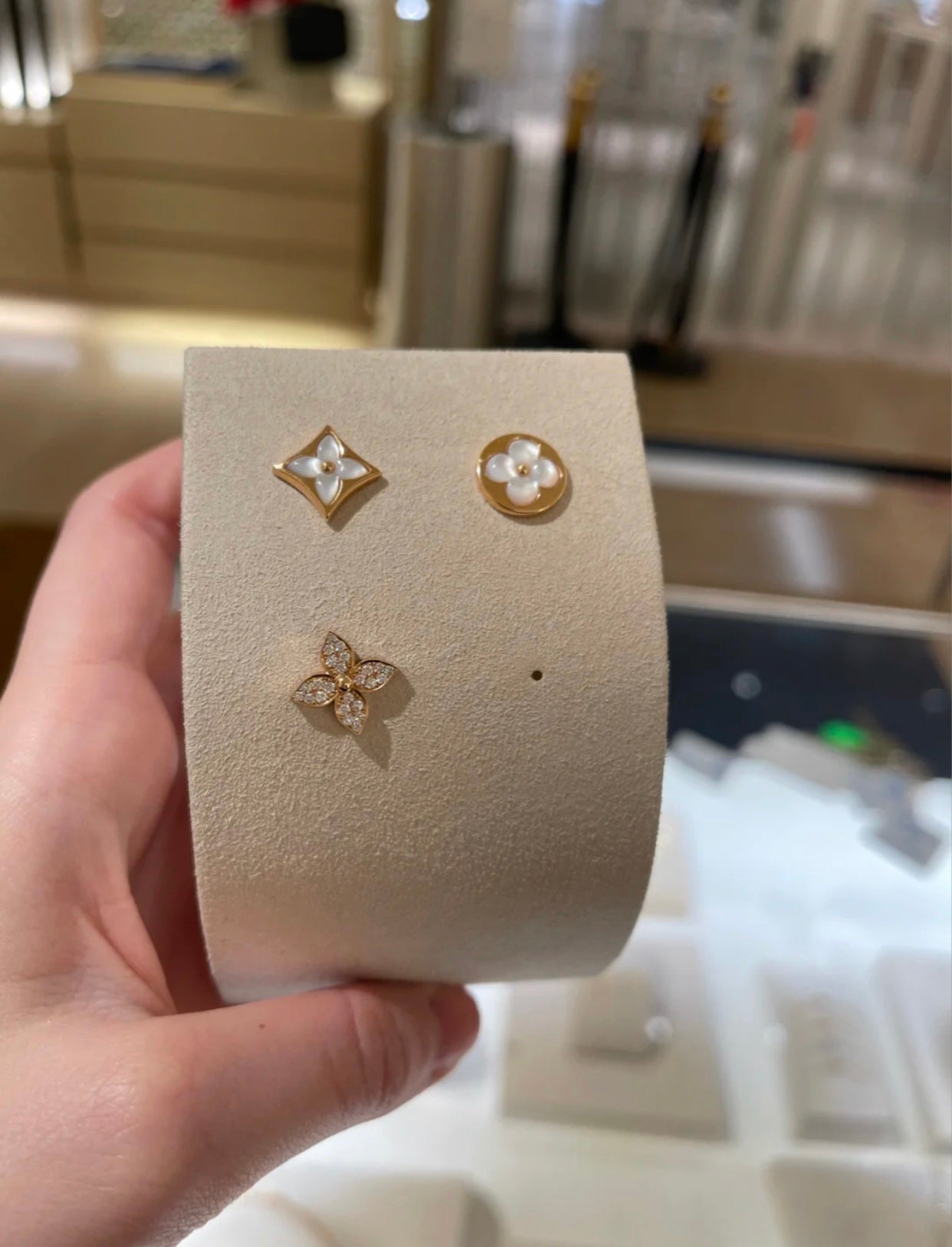 [Noble Aura jewelry]STAR BLOSSOM STUD EARRINGS PINK GOLD DIAMONDS