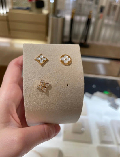 [Noble Aura jewelry]STAR BLOSSOM STUD EARRINGS PINK GOLD DIAMONDS