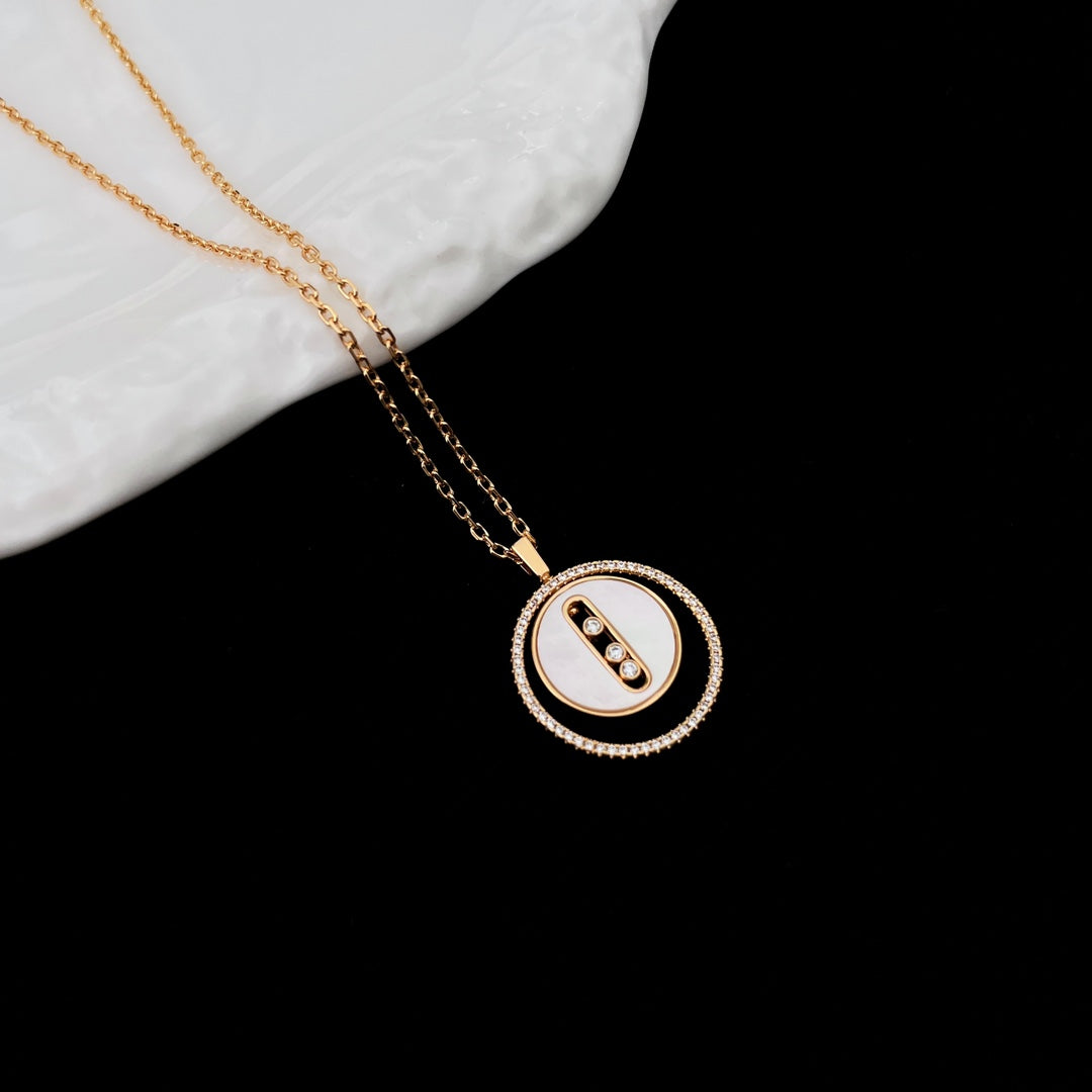 [Noble Aura jewelry]LUCKY MOVE MM NACRE BLANCHE DIAMOND NECKLACE