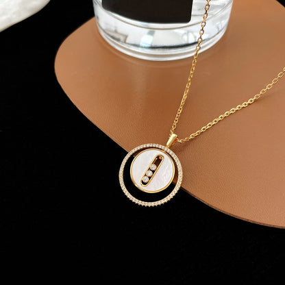 [Noble Aura jewelry]LUCKY MOVE MM NACRE BLANCHE DIAMOND NECKLACE