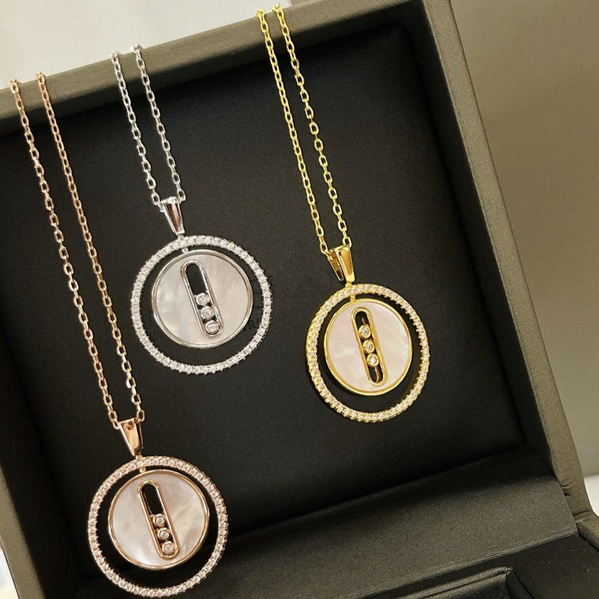 [Noble Aura jewelry]LUCKY MOVE MM NACRE BLANCHE DIAMOND NECKLACE