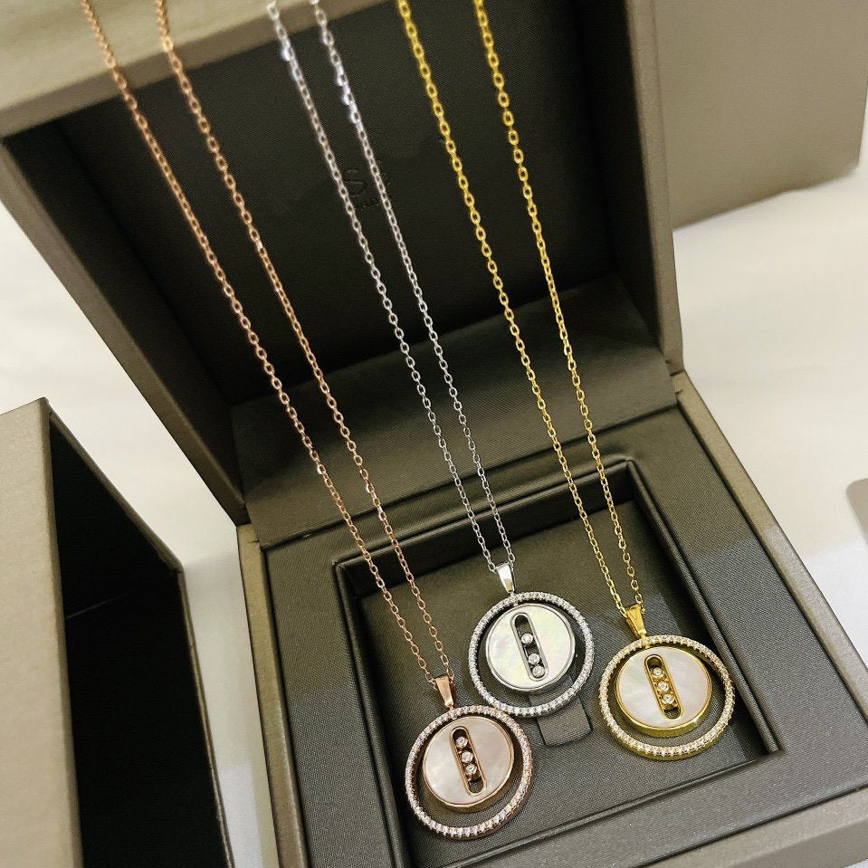 [Noble Aura jewelry]LUCKY MOVE MM NACRE BLANCHE DIAMOND NECKLACE