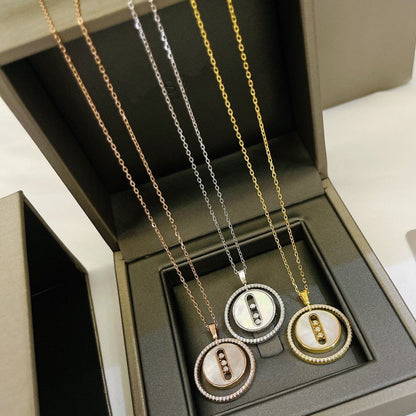 [Noble Aura jewelry]LUCKY MOVE MM NACRE BLANCHE DIAMOND NECKLACE