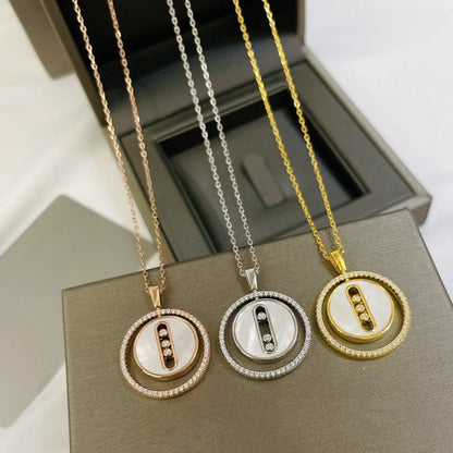[Noble Aura jewelry]LUCKY MOVE MM NACRE BLANCHE DIAMOND NECKLACE