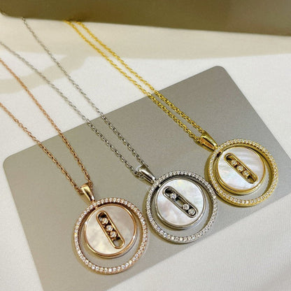 [Noble Aura jewelry]LUCKY MOVE MM NACRE BLANCHE DIAMOND NECKLACE