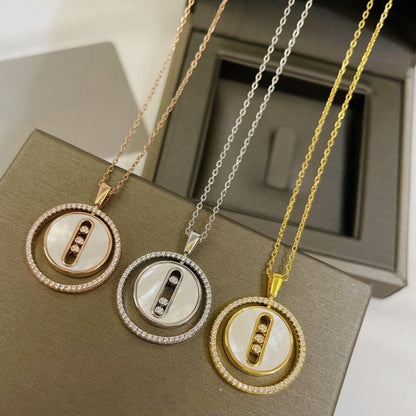 [Noble Aura jewelry]LUCKY MOVE MM NACRE BLANCHE DIAMOND NECKLACE