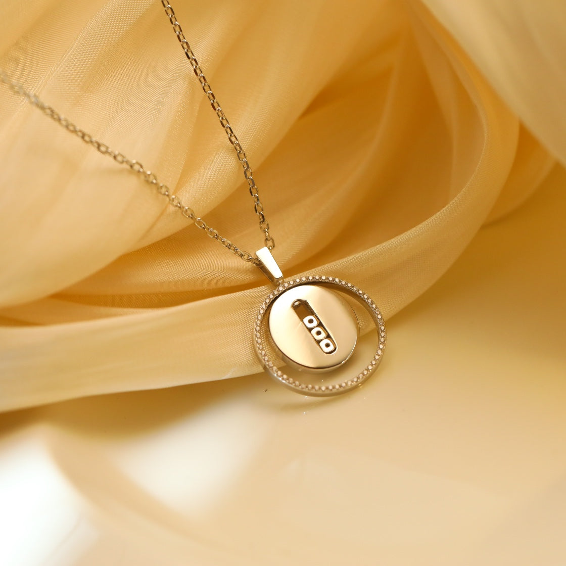 [Noble Aura jewelry]LUCKY MOVE MM SILVER DIAMOND NECKLACE