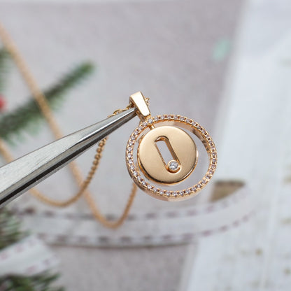 [Noble Aura jewelry]LUCKY MOVE PM NECKLACE PINK GOLD DIAMOND