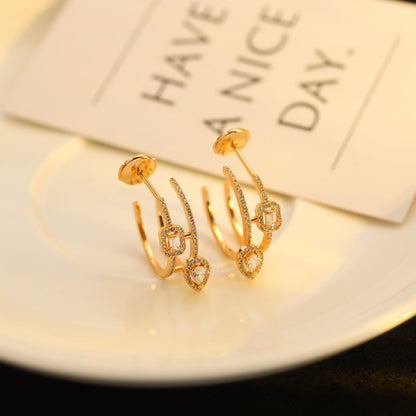 [Noble Aura jewelry]CREOLES MY TWIN 2 RANGS SILVER DIAMOND EARRINGS