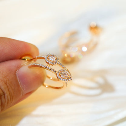 [Noble Aura jewelry]CREOLES MY TWIN 2 RANGS SILVER DIAMOND EARRINGS