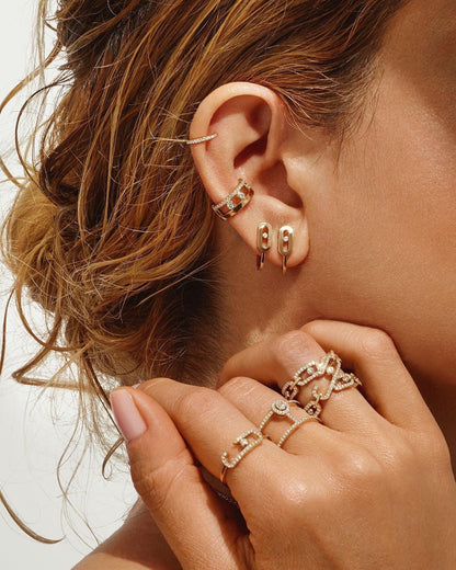 [Noble Aura jewelry]CREOLES MOVE UNO MINI 1 DIAMOND EARRINGS