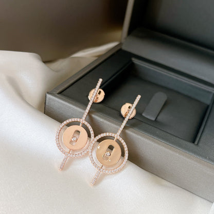 [Noble Aura jewelry]LUCKY MOVE ARROW PINK GOLD DIAMOND EARRINGS