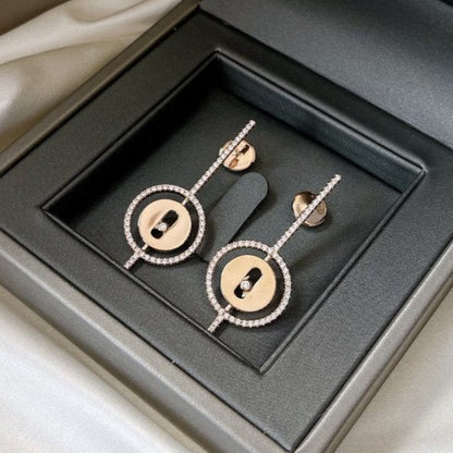 [Noble Aura jewelry]LUCKY MOVE ARROW PINK GOLD DIAMOND EARRINGS