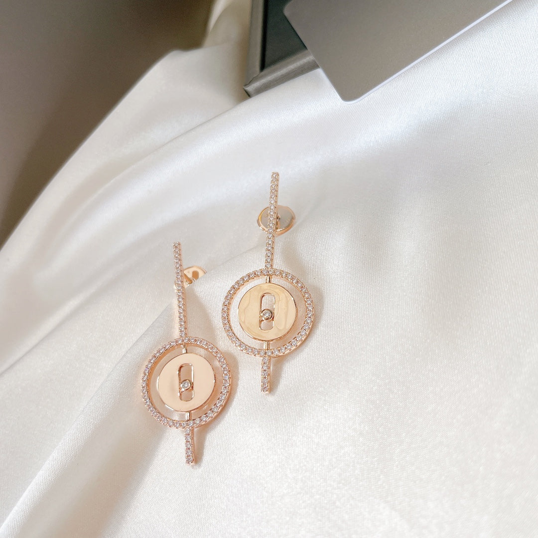 [Noble Aura jewelry]LUCKY MOVE ARROW PINK GOLD DIAMOND EARRINGS