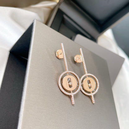 [Noble Aura jewelry]LUCKY MOVE ARROW PINK GOLD DIAMOND EARRINGS