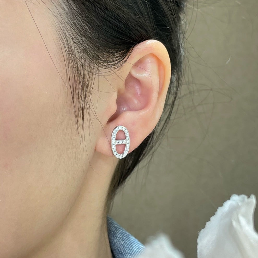 [Noble Aura jewelry]HM FULL DIAMOND PIG NOSE STUD EARRINGS
