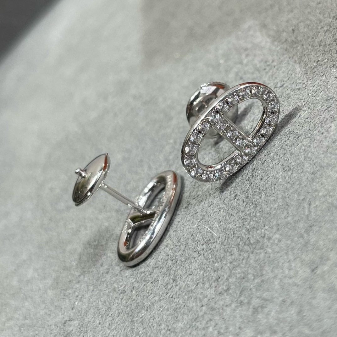 [Noble Aura jewelry]HM FULL DIAMOND PIG NOSE STUD EARRINGS