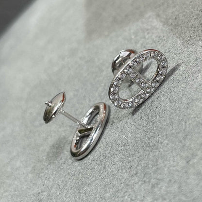 [Noble Aura jewelry]HM FULL DIAMOND PIG NOSE STUD EARRINGS