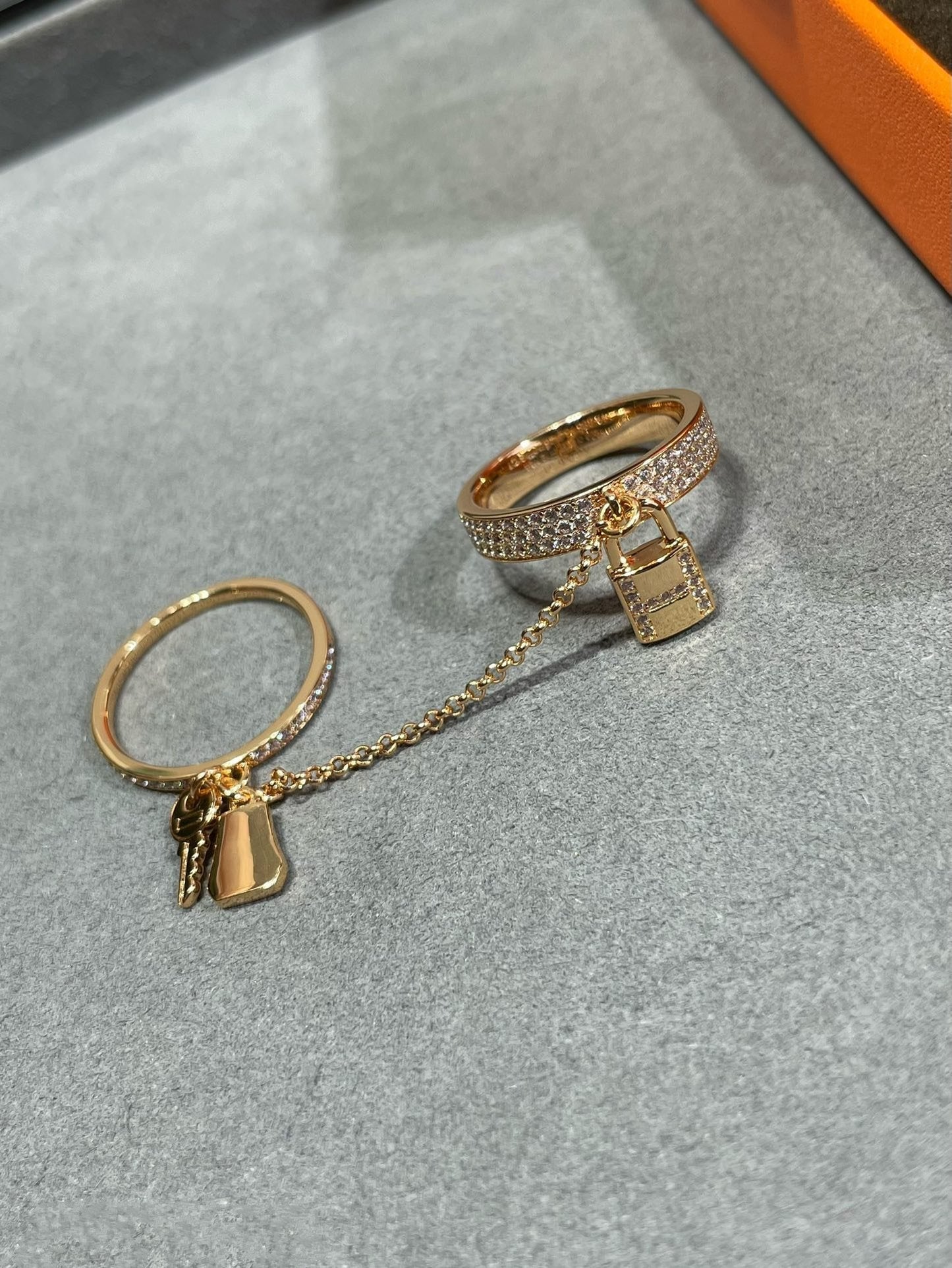[Noble Aura jewelry]HM KELLY CLOCHETTE DOUBLE RING IN  WITH DIAMONDS