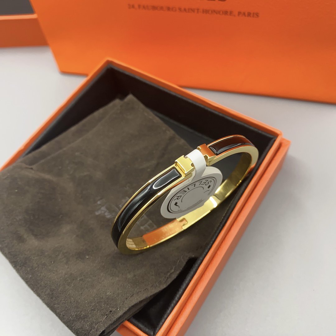 [Noble Aura jewelry]CLASSIC HM CLIC BLACK 8MM ENAMEL BRACELET