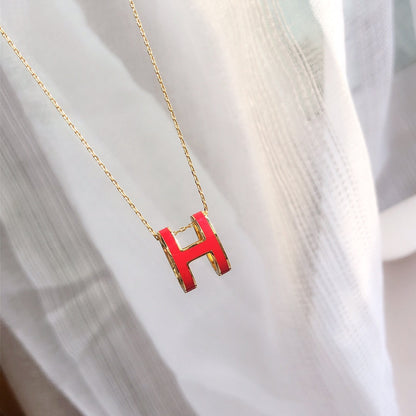 [Noble Aura jewelry]HM CLIC RED ENAMEL GOLD NECKLACE