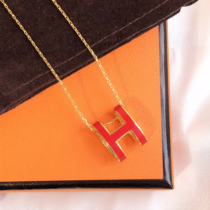 [Noble Aura jewelry]HM CLIC RED ENAMEL GOLD NECKLACE