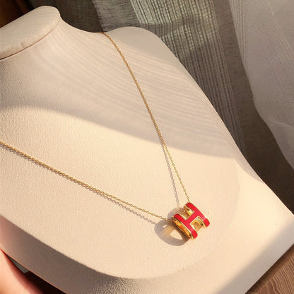 [Noble Aura jewelry]HM CLIC RED ENAMEL GOLD NECKLACE