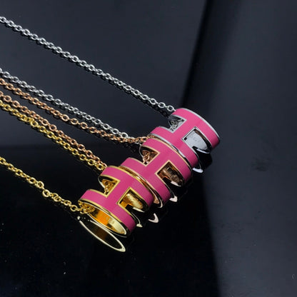 [Noble Aura jewelry]H NECKLACE PINK