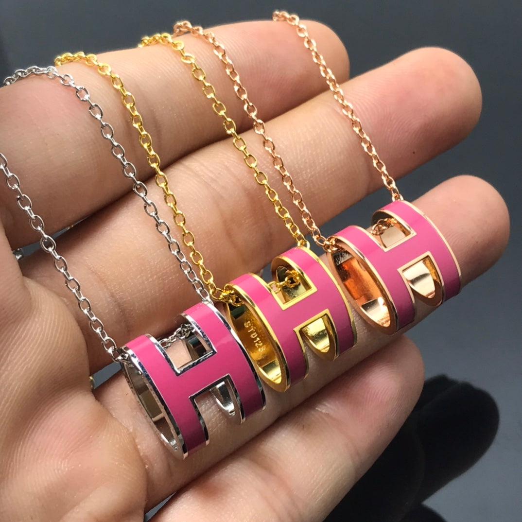 [Noble Aura jewelry]H NECKLACE PINK