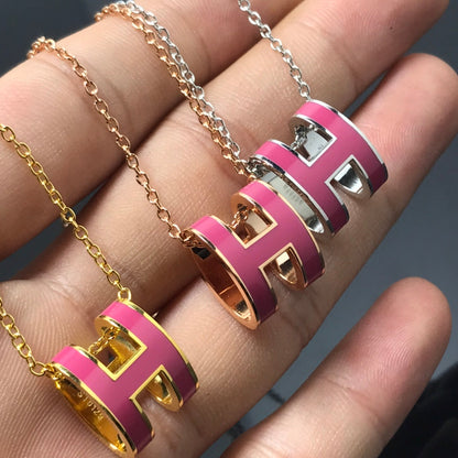 [Noble Aura jewelry]H NECKLACE PINK