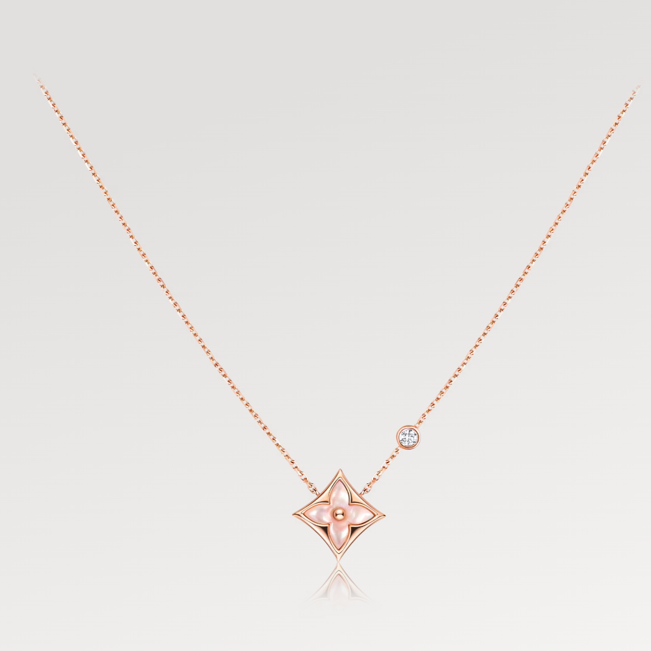 [Noble Aura jewelry]STAR PINK MOP 1 DIAMOND PINK GOLD NECKLACE