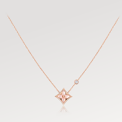 [Noble Aura jewelry]STAR PINK MOP 1 DIAMOND PINK GOLD NECKLACE