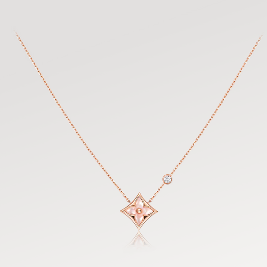 [Noble Aura jewelry]STAR PINK MOP 1 DIAMOND PINK GOLD NECKLACE