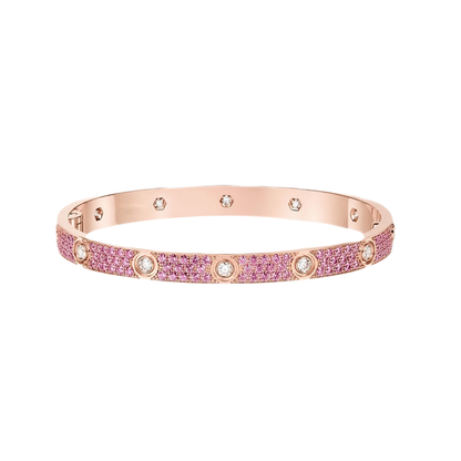 [Noble Aura jewelry]2026 PAVE GEMSTONE LOVE BRACELET 6.1MM 10 DIAMONDS
