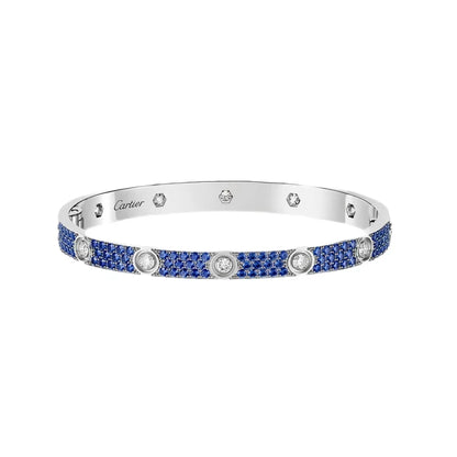 [Noble Aura jewelry]Pave Gemstone Love &Force Large Horseshoe Diamond Duo Bracelet Stack Set