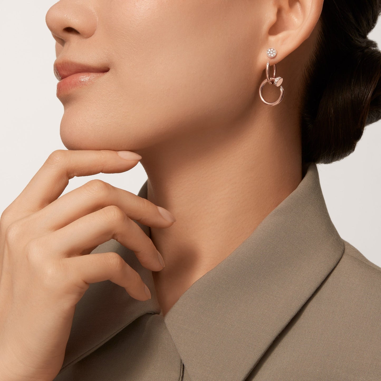 [Noble Aura jewelry]JUSTE HALF DIAMOND DOUBLE EARRINGS