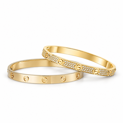 [Noble Aura jewelry] LOVE  Classic & Diamond-Paved Bracelet Stack Set