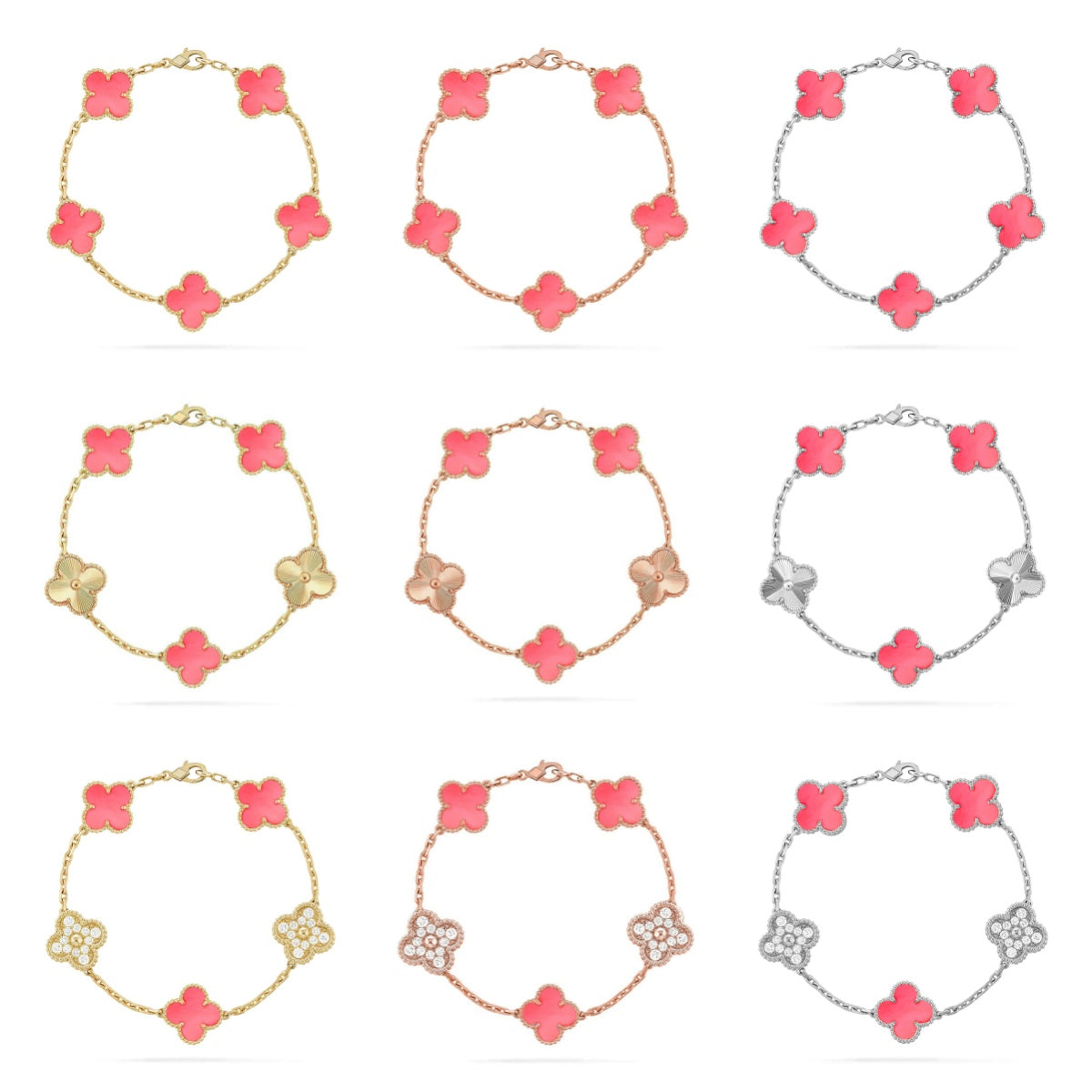 [Noble Aura jewelry] CLOVER 5 MOTIFS  PINK MOP BRACELET COLLECTION