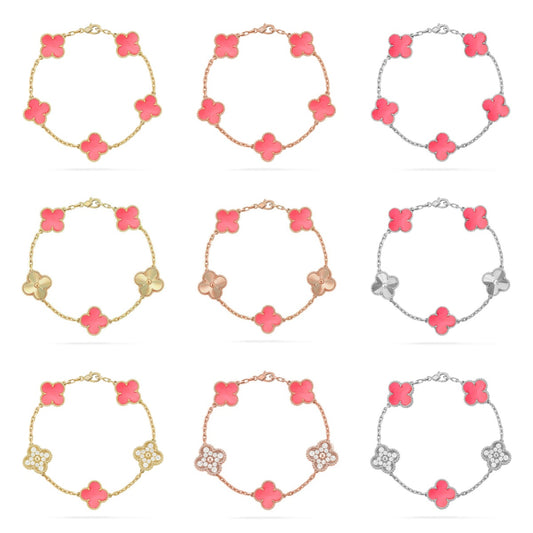 [Noble Aura jewelry] CLOVER 5 MOTIFS  PINK MOP BRACELET COLLECTION