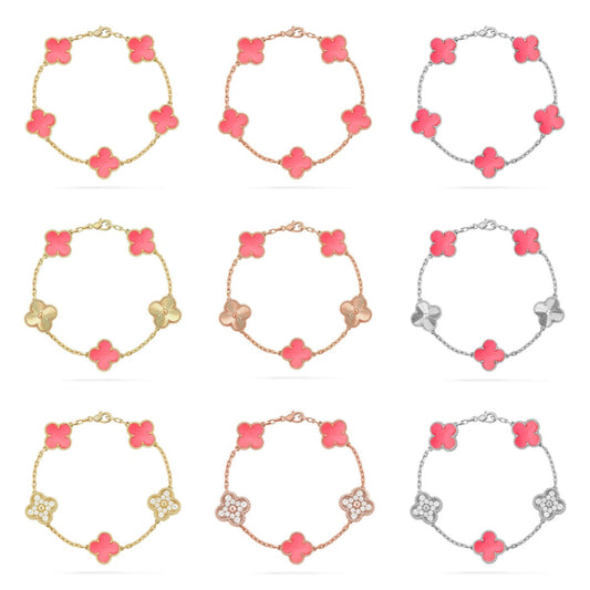 [Noble Aura jewelry] CLOVER 5 MOTIFS  PINK MOP BRACELET COLLECTION