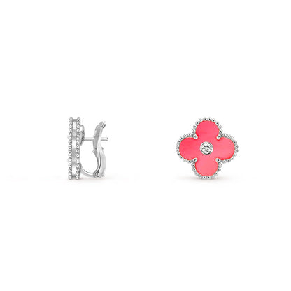 [Noble Aura jewelry]CLOVER SILVER 15MM MOP DIAMOND EARRINGS COLLECTION