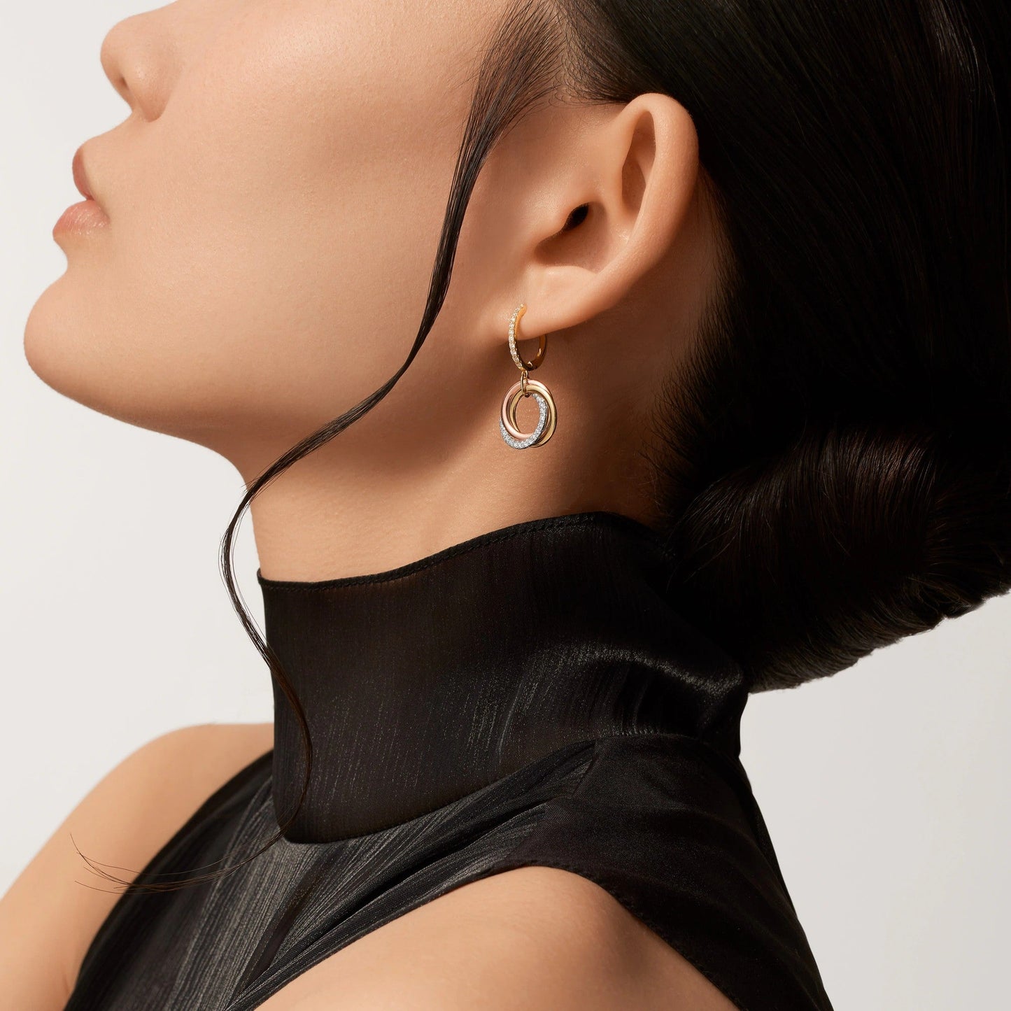 [Noble Aura jewelry]TRINITY HALF DIAMOND  EARRINGS