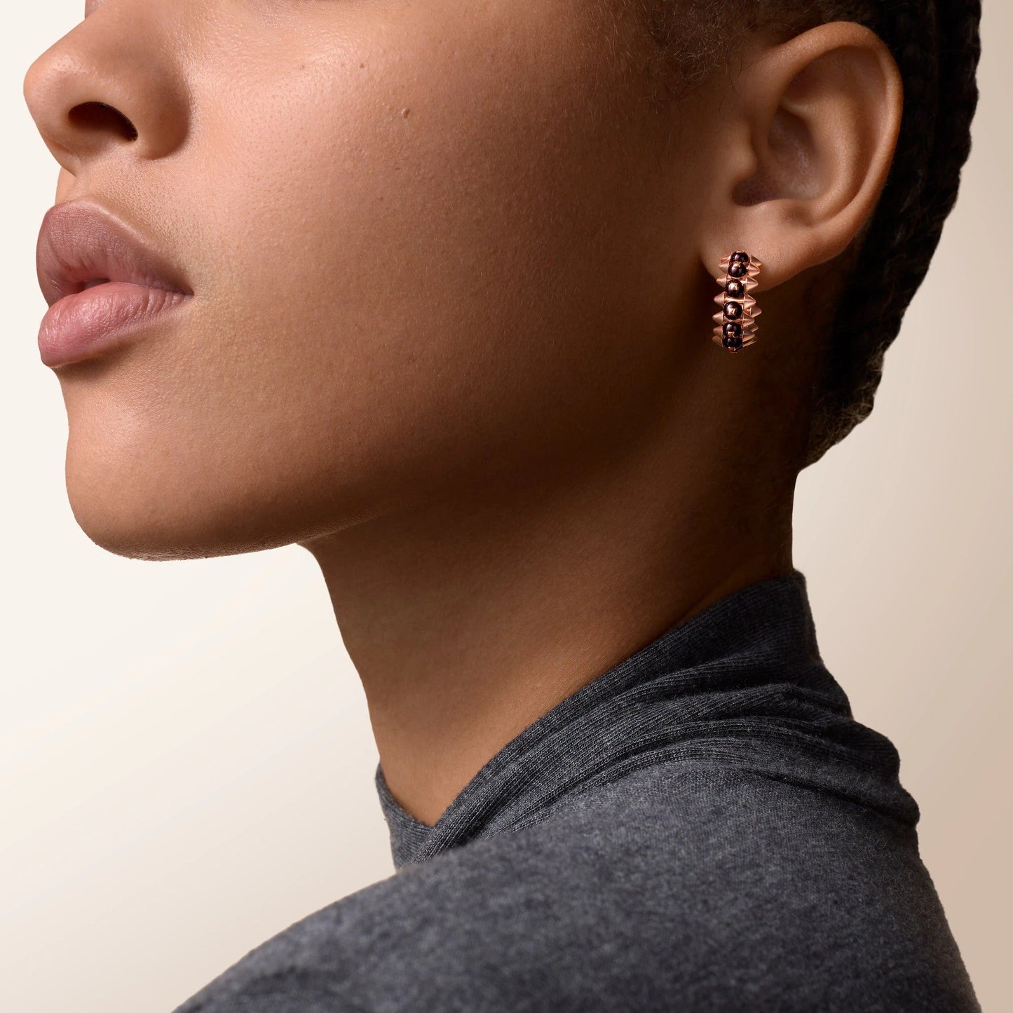[Noble Aura jewelry]CLASH 7.9MM AGATE CHALCEDONY EARRINGS