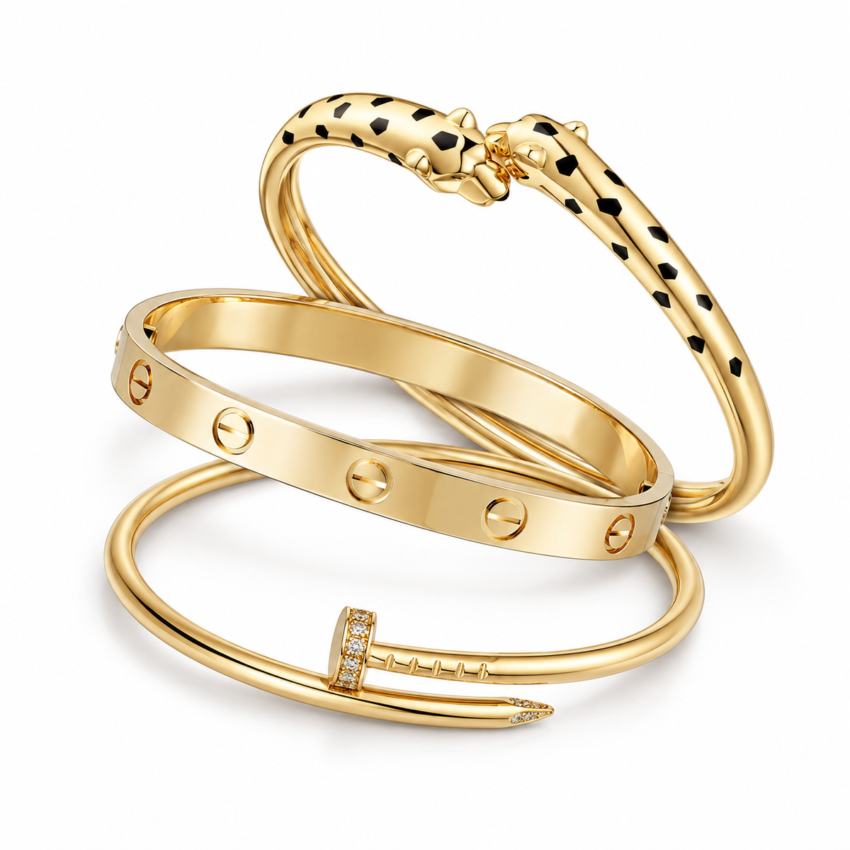 [Noble Aura jewelry] Panthère & LOVE  & JUSTE  Diamond Bracelet Stack Set