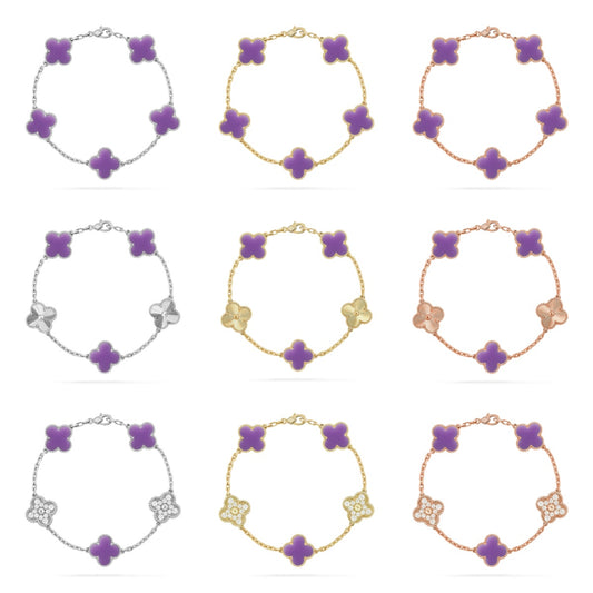 [Noble Aura jewelry]CLOVER 5 MOTIF LIGHT PURPLE BRACELET COLLECTION