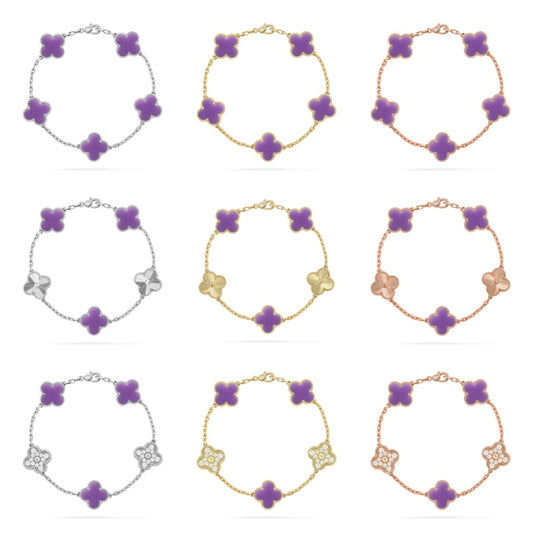 [Noble Aura jewelry]CLOVER 5 MOTIF LIGHT PURPLE BRACELET COLLECTION